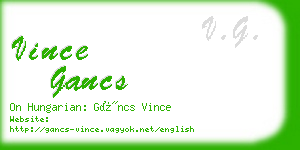 vince gancs business card